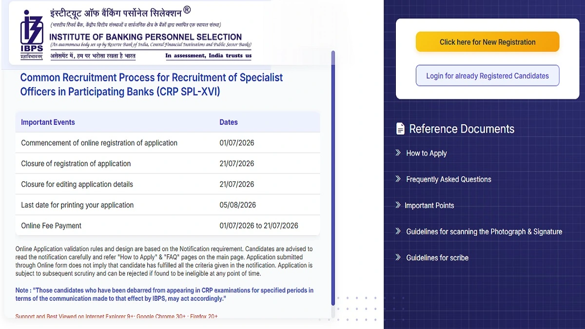 IBPS SO Recruitment 2026 Apply Online for 745 Specialist Officer Posts