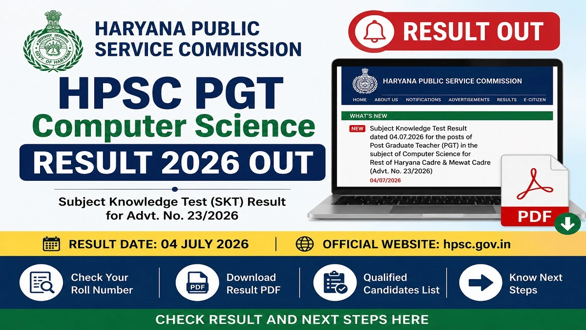 HPSC PGT Computer Science Result 2026 announcement featured image showing result out details, PDF download option, and official HPSC update